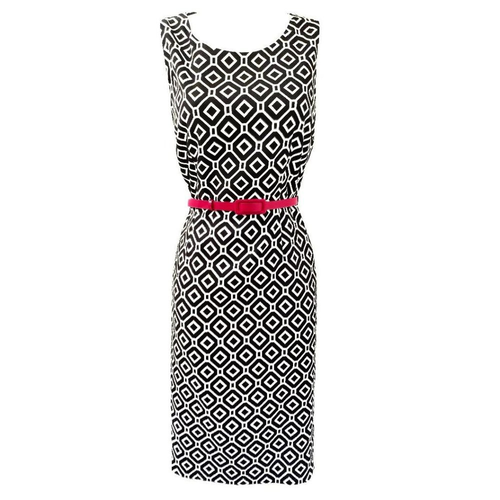 Jones Studio - Pattern Dress With Pink Belt